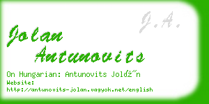 jolan antunovits business card